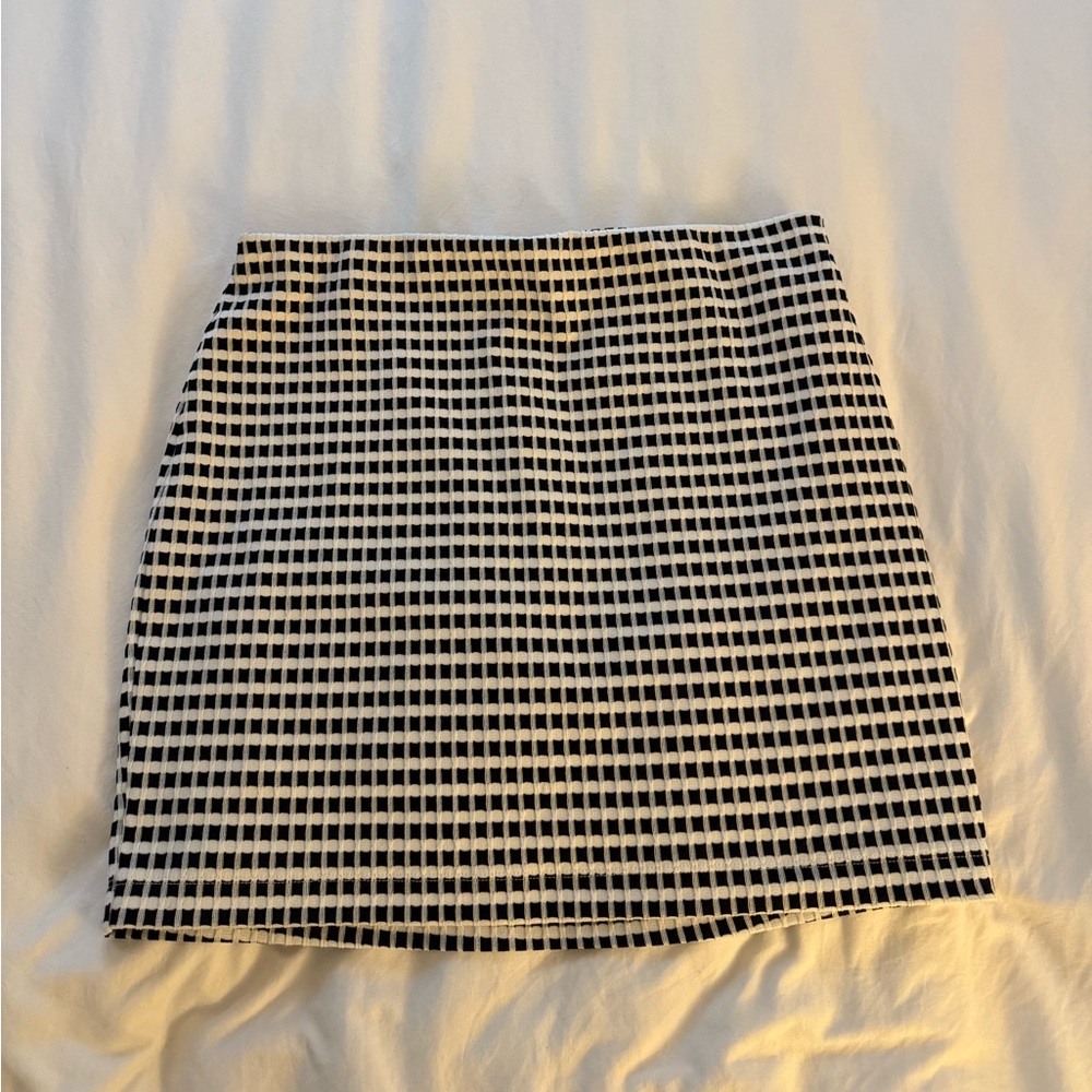 Express Black and White Grid Pencil Skirt